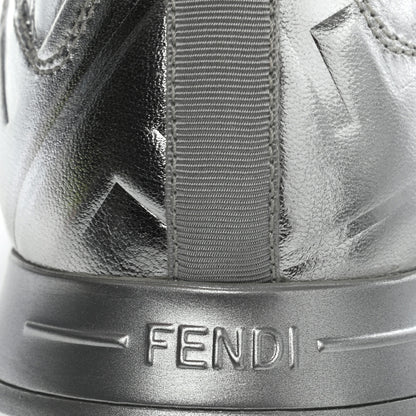 Fendi X NICKI MINAJ Metallic Nappa Macro FF Embossed Prints On High Top Sneakers 37 Silver 9 of 11