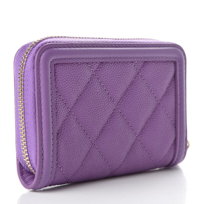 Chanel Caviar Quilted Filigree Coin Purse Purple 3 of 8