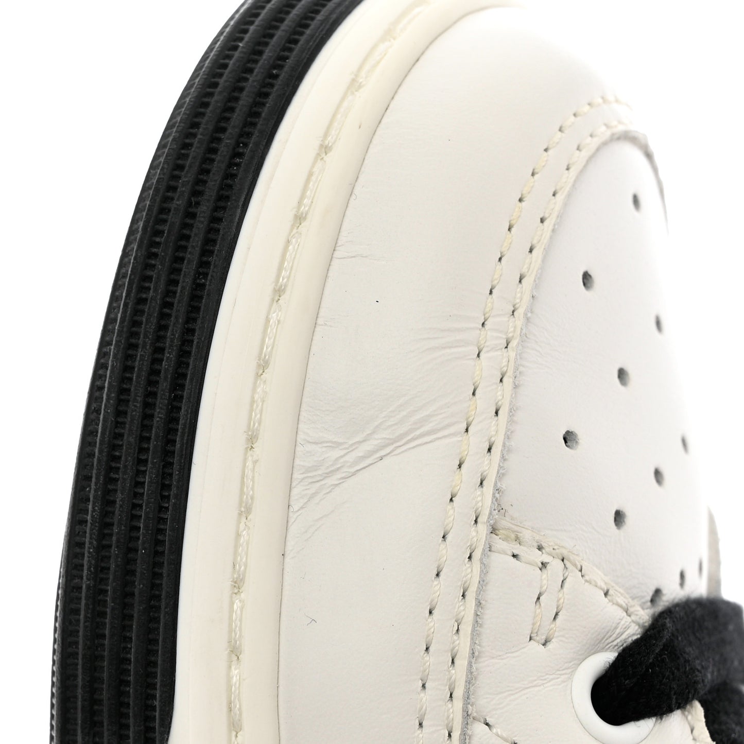 Calfskin Womens Logo Sneakers 37.5 White Black