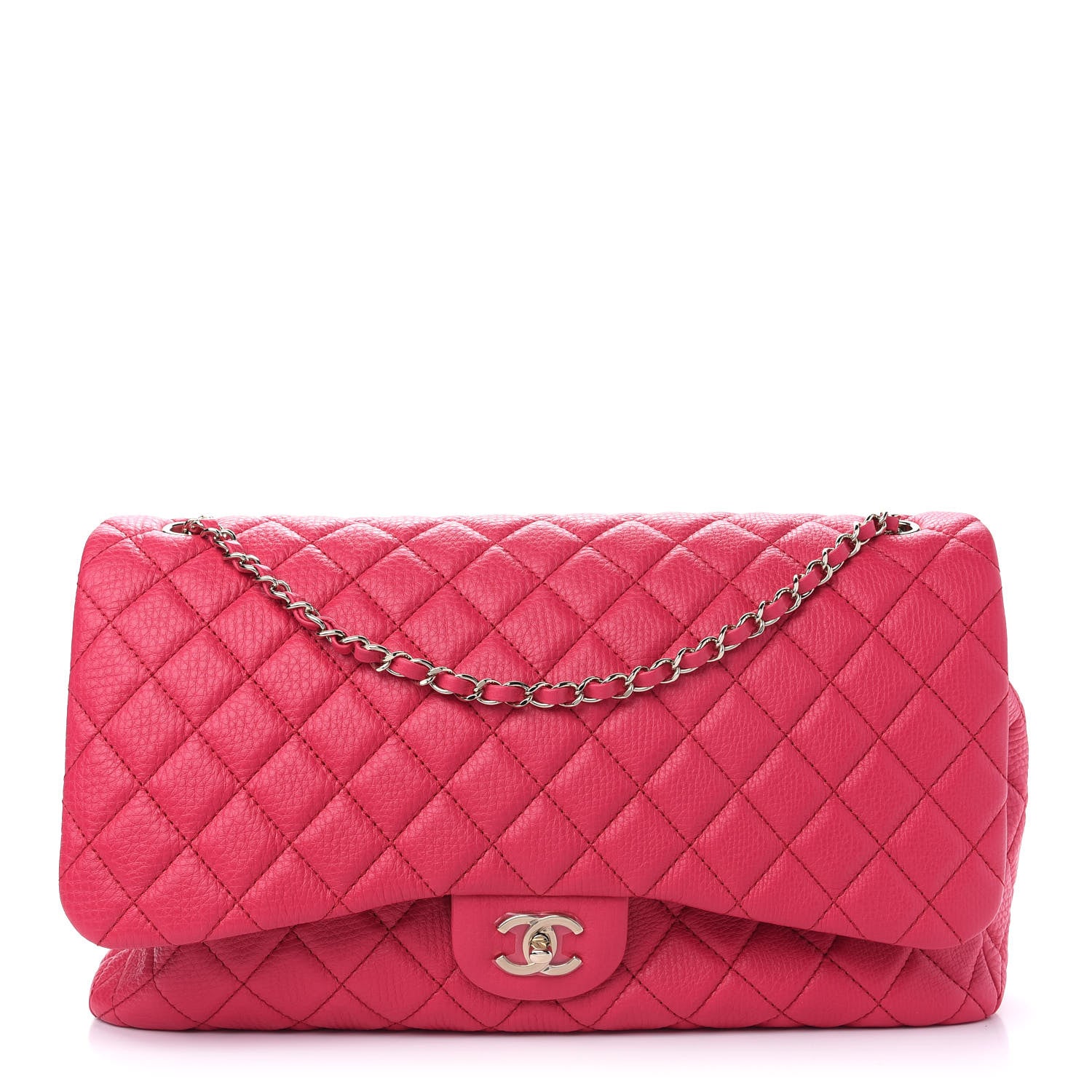 Chanel Calfskin Quilted Small XXL Travel Flap Bag Dark Pink 1 of 9