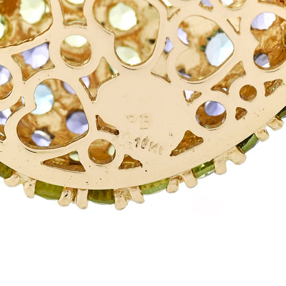 Pasquale Bruni 18K Yellow Gold Peridot Amethyst Blue Topaz Iolite Flower Heart Enhancer Pendant 3 of 3
