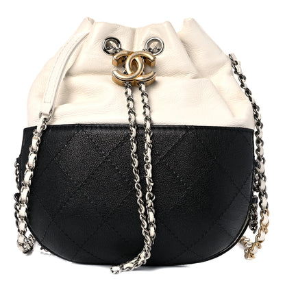 Chanel Aged Calfskin Quilted Small Gabrielle Bucket White Black 1 of 12