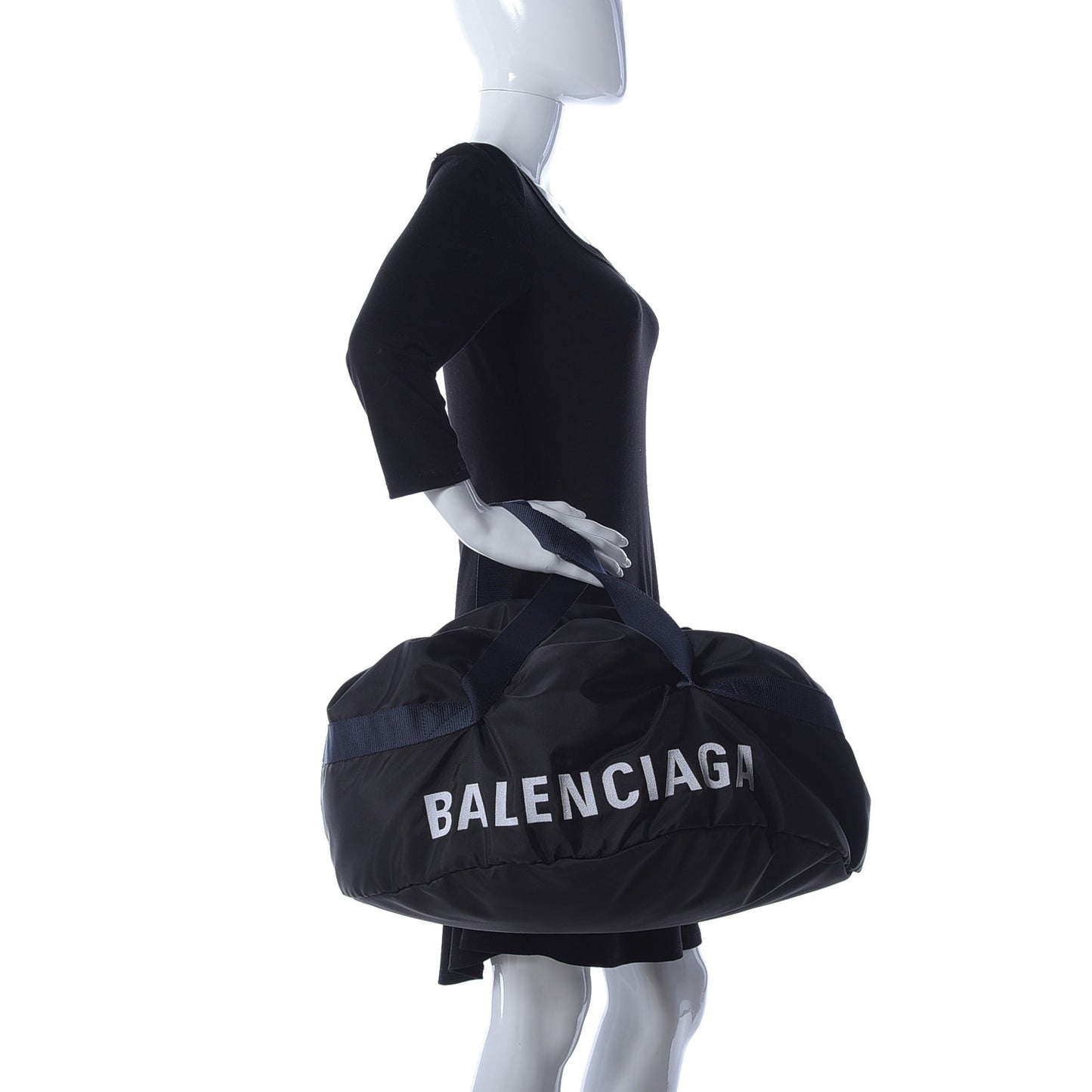 Textured Sport Nylon Logo Embroidered S Wheel Gym Bag Black Bleu Navy
