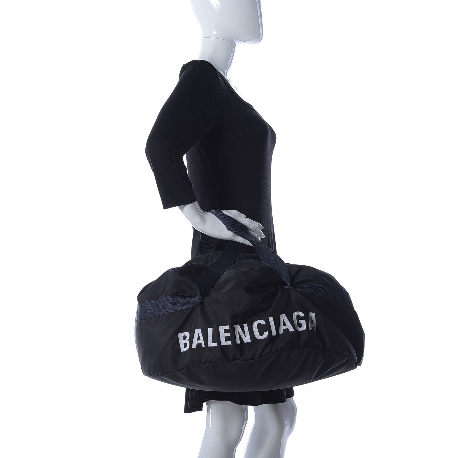 Balenciaga Textured Sport Nylon Logo Embroidered S Wheel Gym Bag Black Bleu Navy 2 of 8