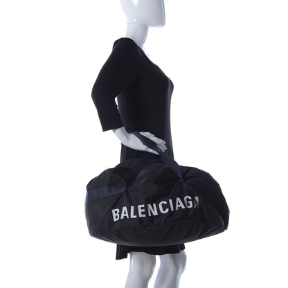 Balenciaga Textured Sport Nylon Logo Embroidered S Wheel Gym Bag Black Bleu Navy 2 of 8