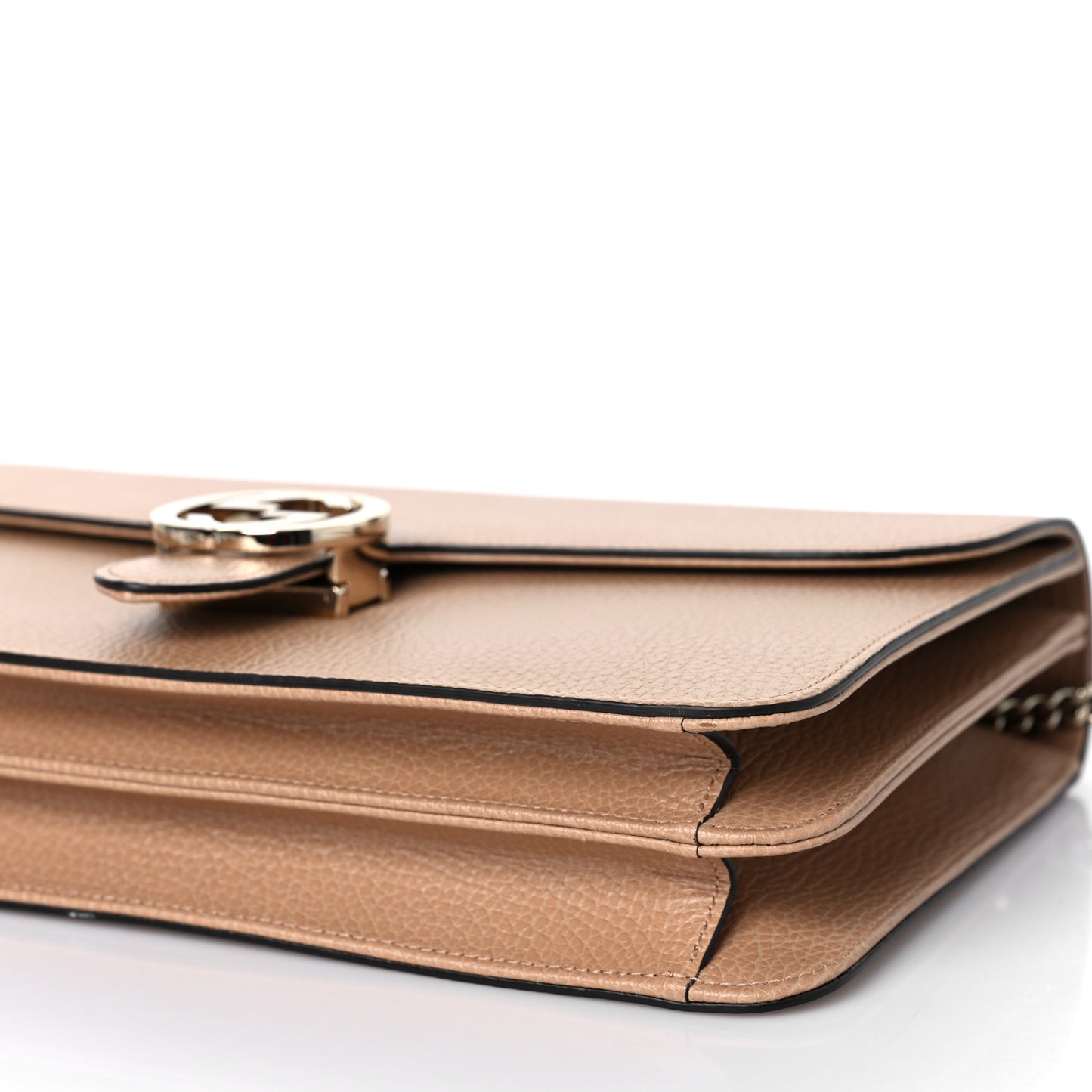 Dollar Calfskin Interlocking G Shoulder Bag Camelia