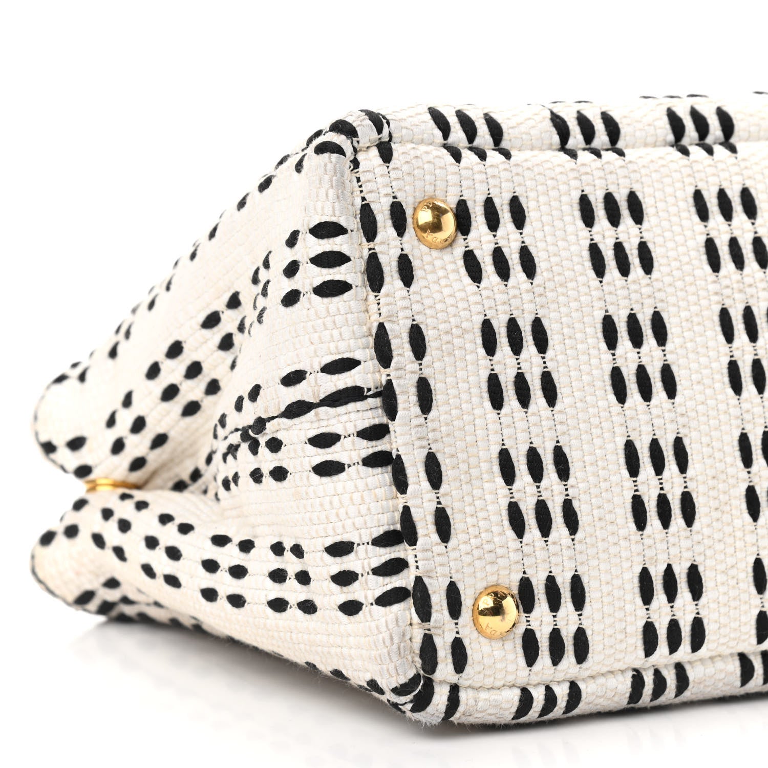 Prada Canapa Woven Tote White Black 5 of 11