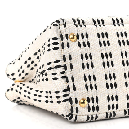 Prada Canapa Woven Tote White Black 5 of 11