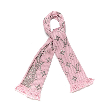 Louis Vuitton Wool Silk Logomania Shine Scarf Pink 1 of 4