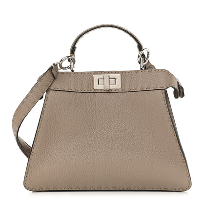 Fendi Cuoio Romano Selleria Chamois Small Peekaboo I SEE U Satchel Corda Camelia Cipria 1 of 11