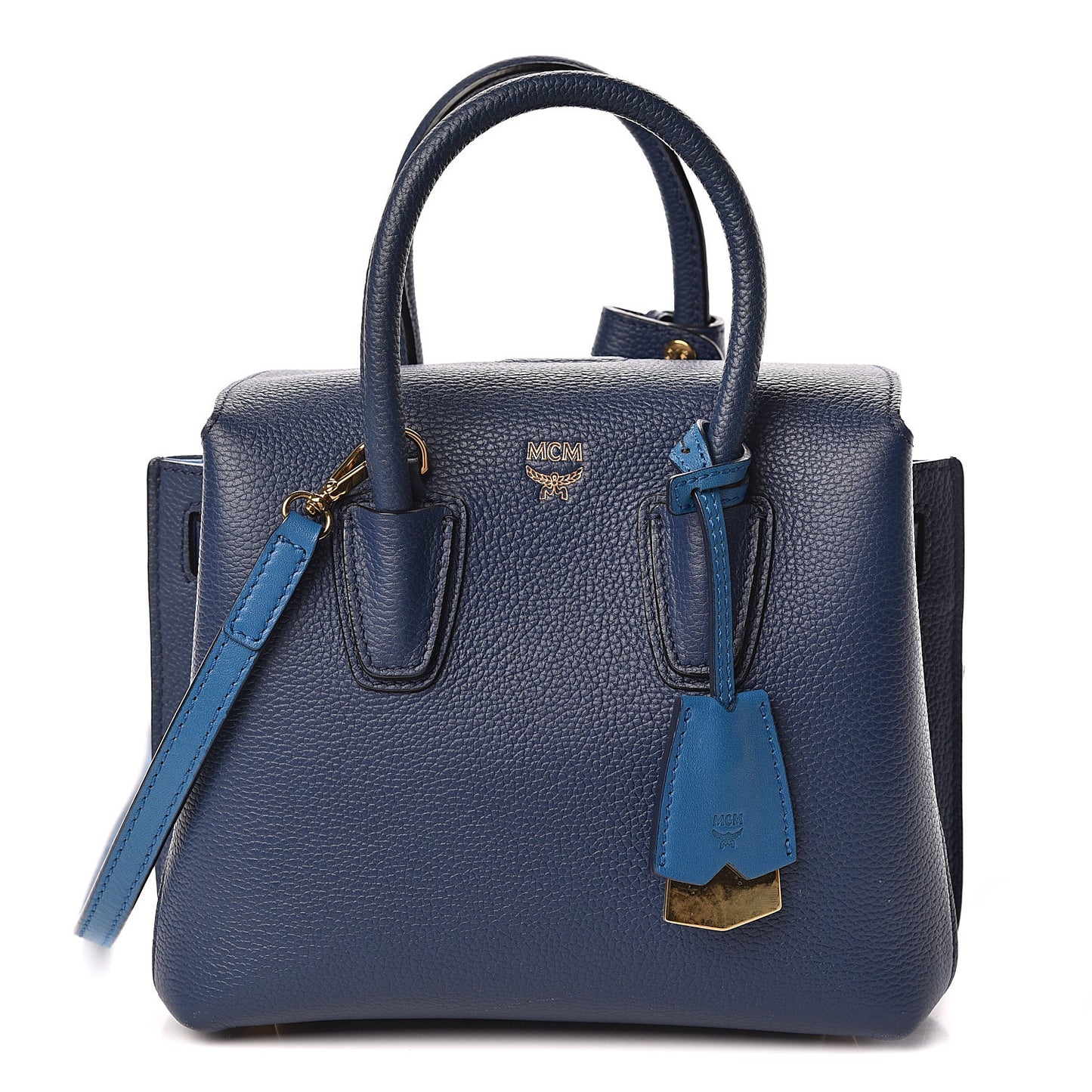 Grained Calfskin Mini Milla Tote Navy
