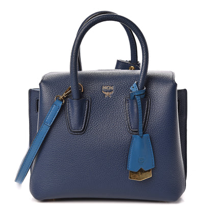 MCM Grained Calfskin Mini Milla Tote Navy 1 of 19