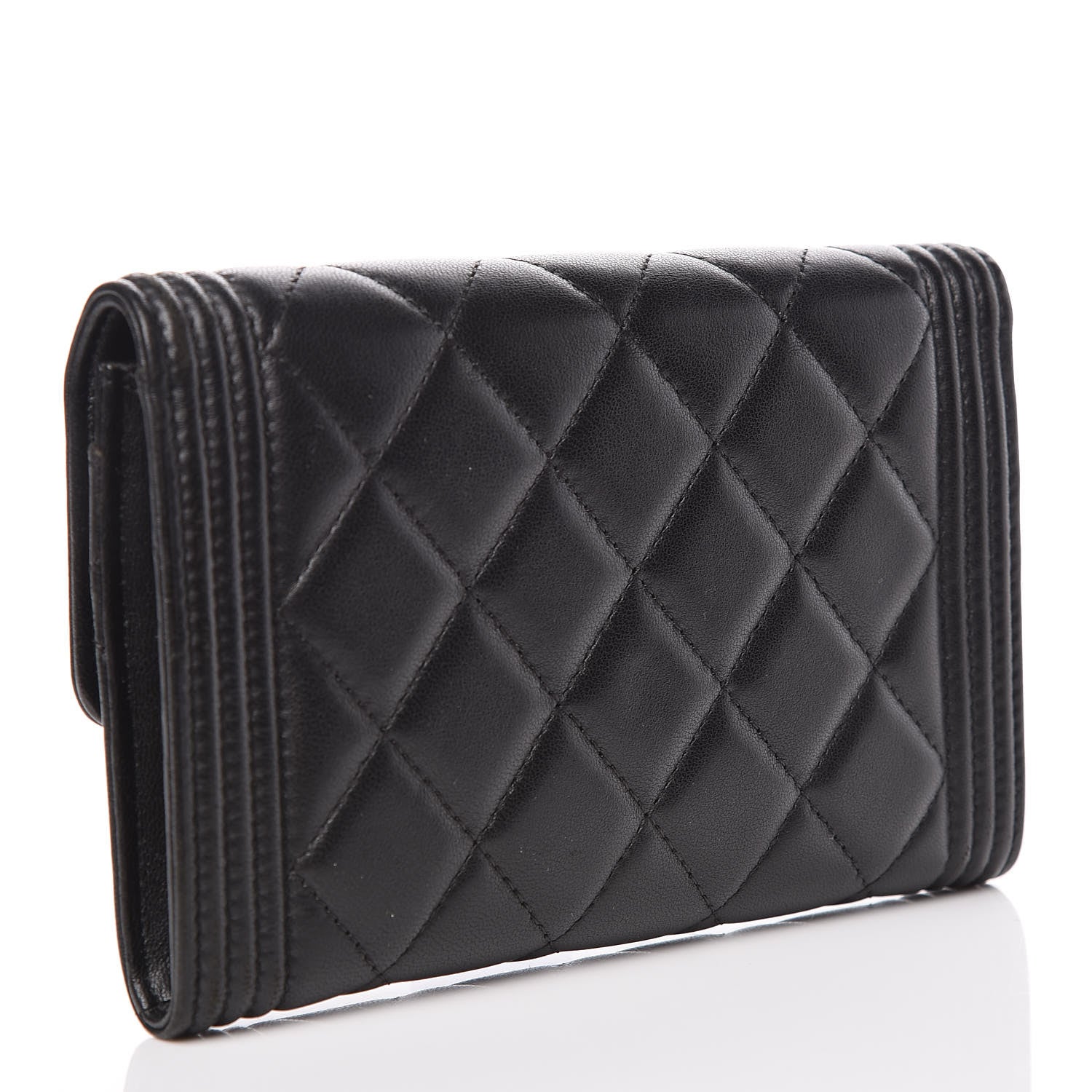 Chanel Lambskin Quilted Medium Boy Flap Wallet Black 3 of 9