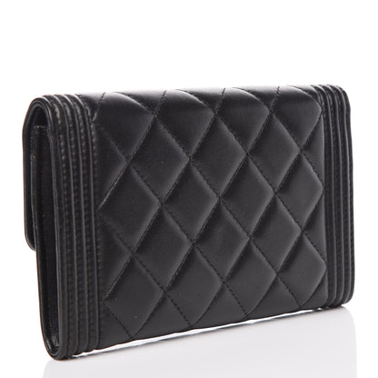 Chanel Lambskin Quilted Medium Boy Flap Wallet Black 3 of 9