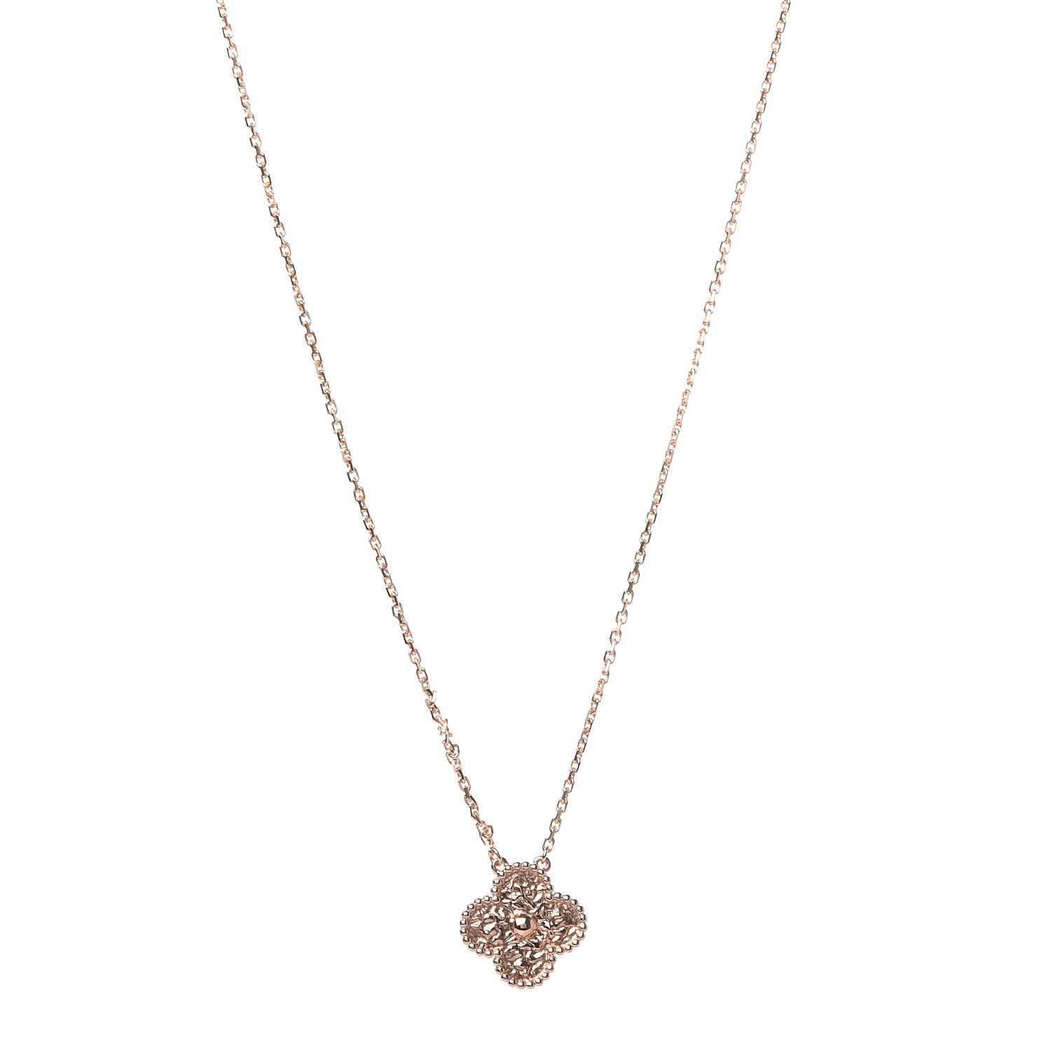 Van Cleef & Arpels 18K Rose Gold Vintage Alhambra Pendant Necklace 1 of 8