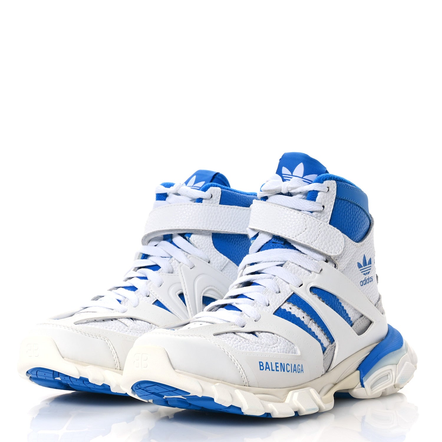 Balenciaga X ADIDAS Calfskin Fabric Mesh Womens Triple S High Top Sneakers 39 White Blue 4 of 8