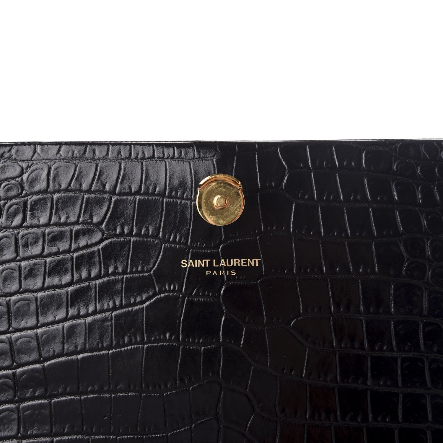 Saint Laurent Calfskin Crocodile Embossed Medium Classic Monogram Kate Tassel Satchel Black 5 of 10