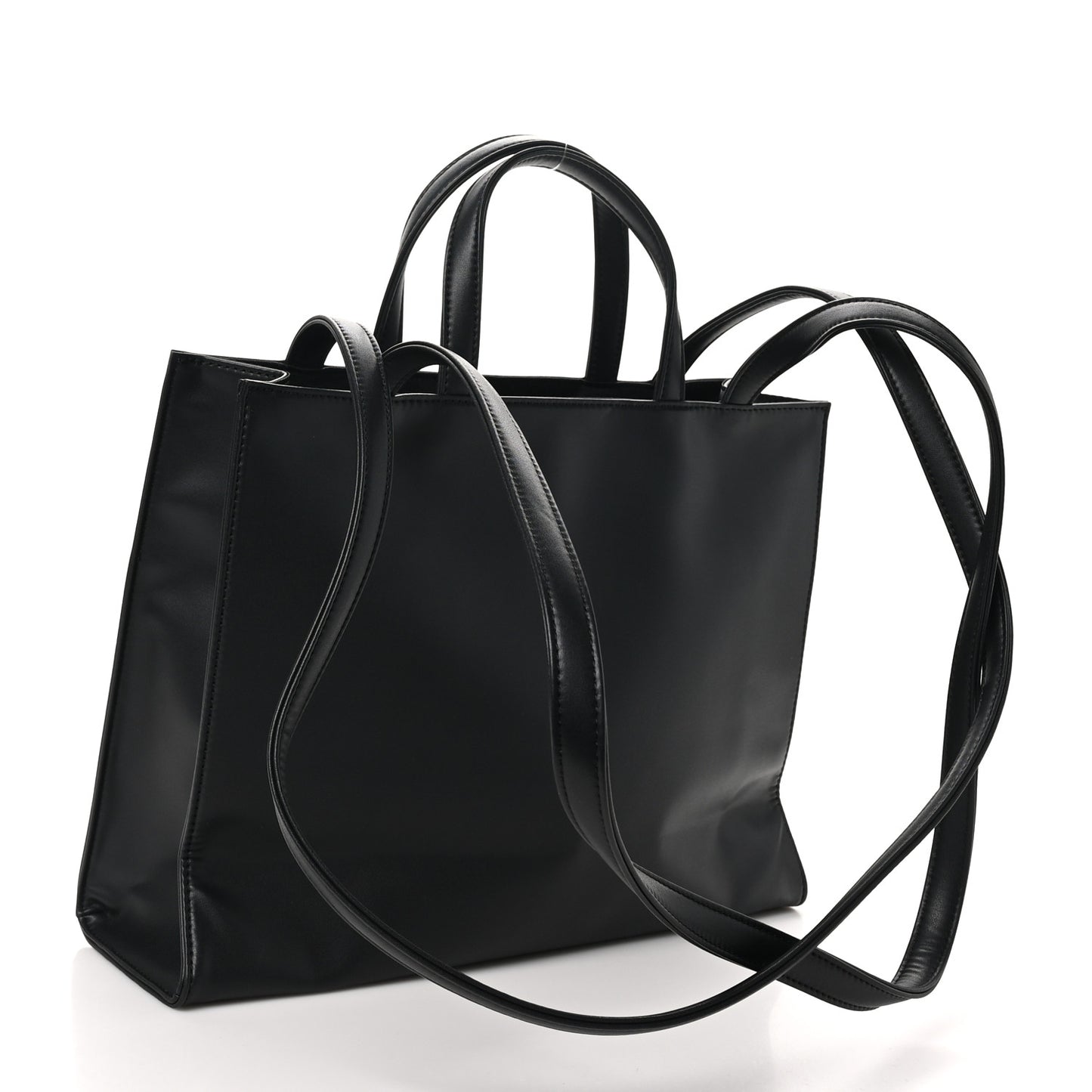 Vegan Leather Medium Shopping Bag Black