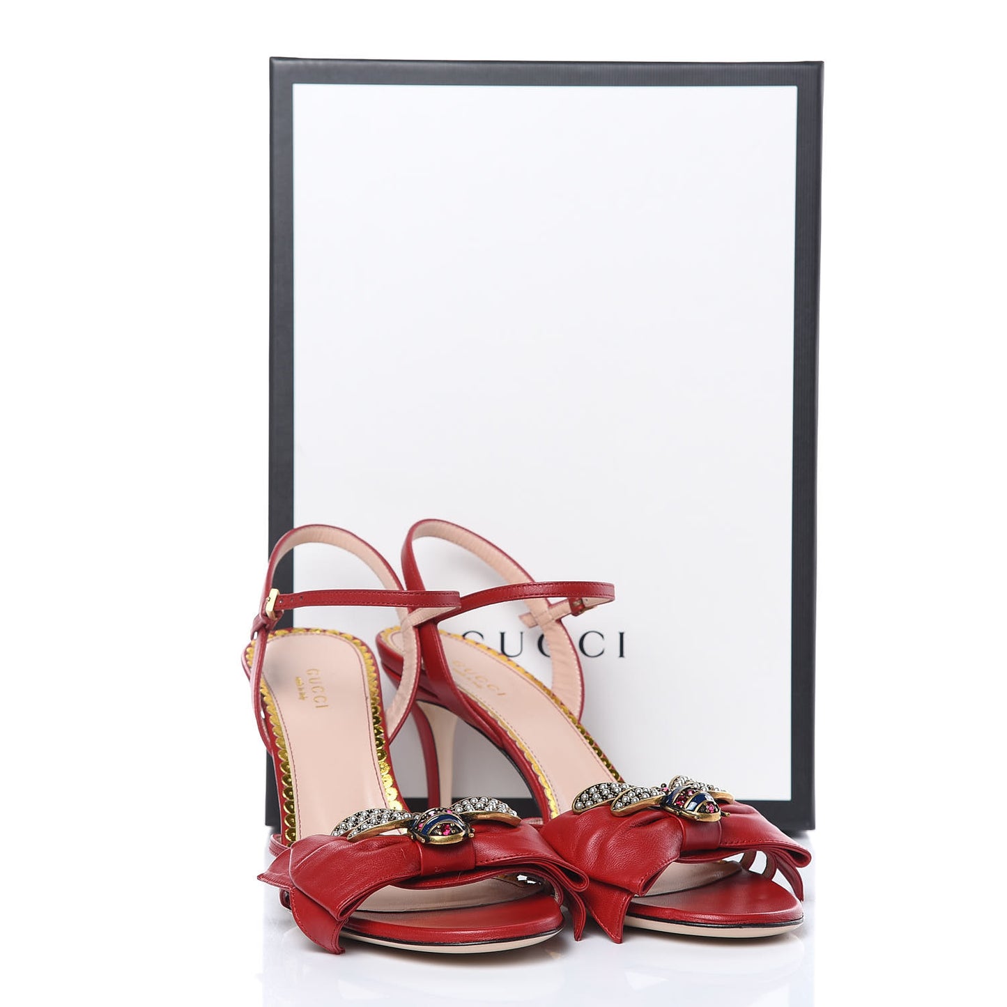Nappa Queen Margaret Mid Heel Sandals 39.5 Hibiscus Red