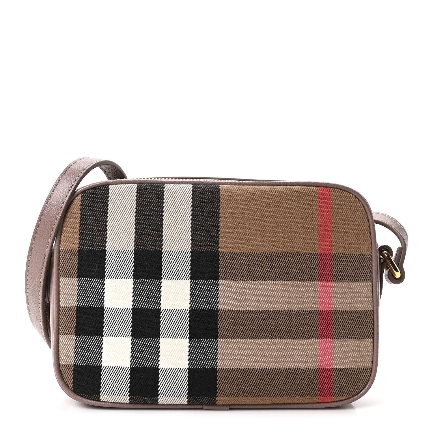 Burberry Calfskin House Check Large Camera Bag Grey Mink 1 of 10