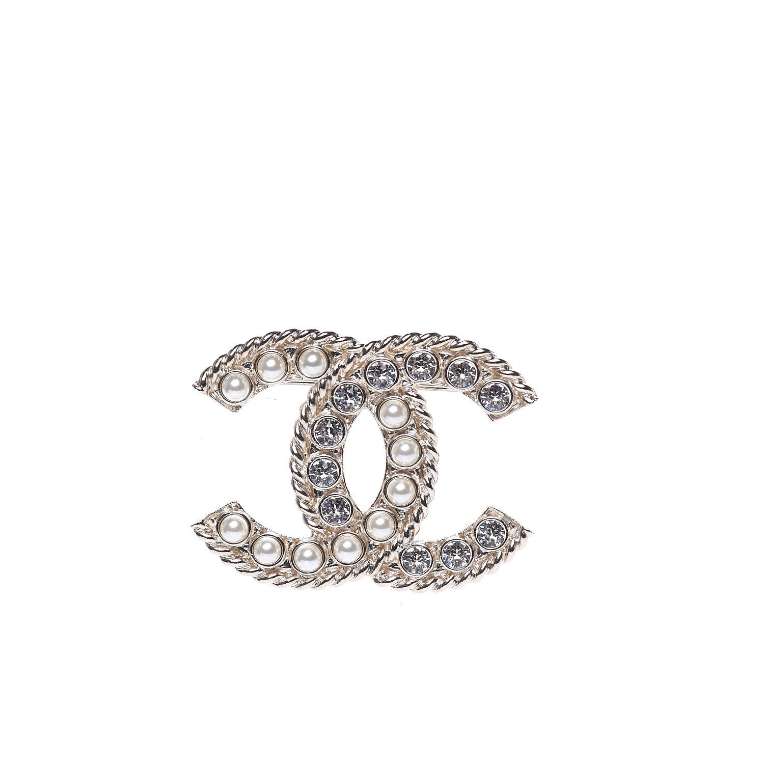 Chanel Pearl Crystal April In Paris CC Brooch Gold 1 of 5