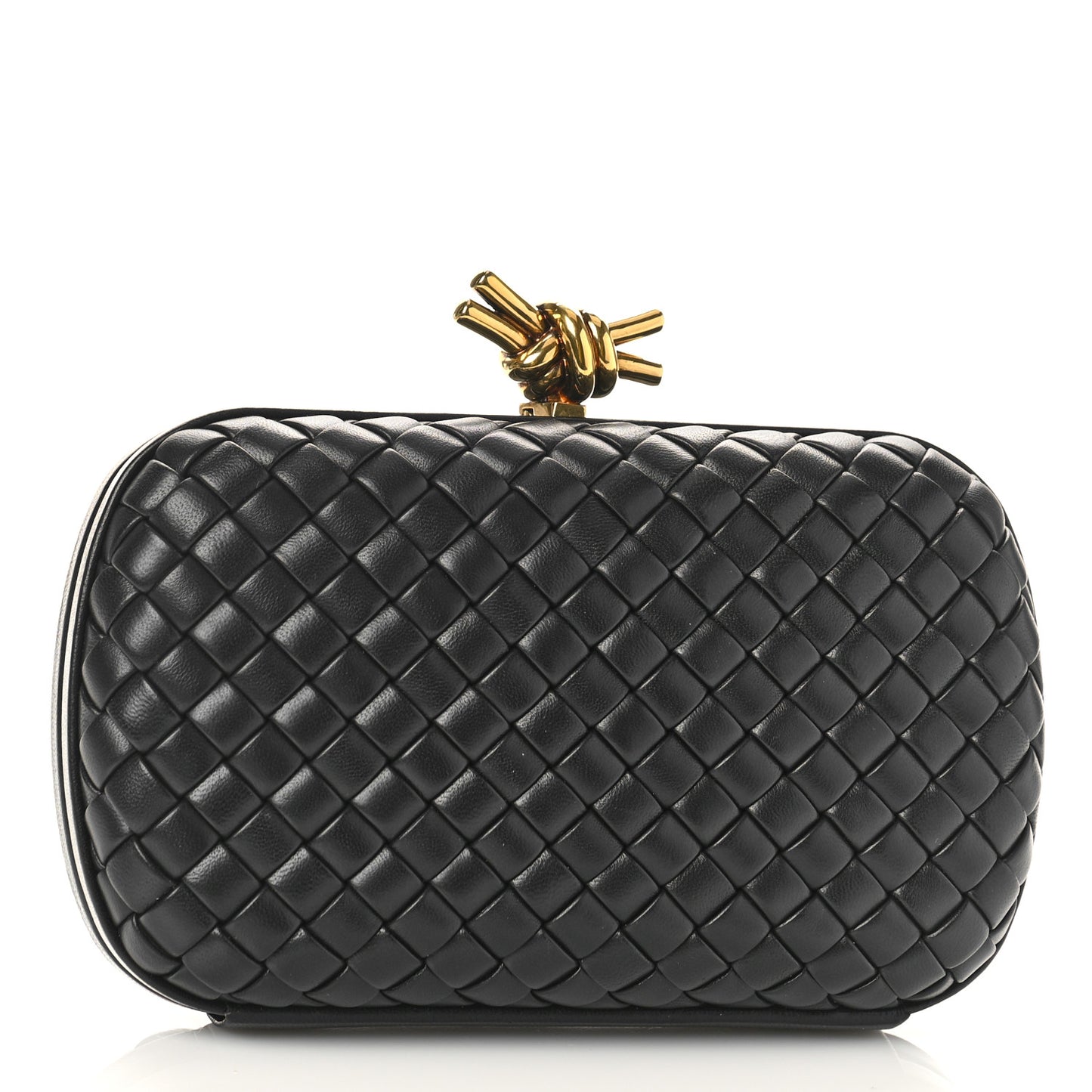 Nappa Intrecciato Knot Clutch Black