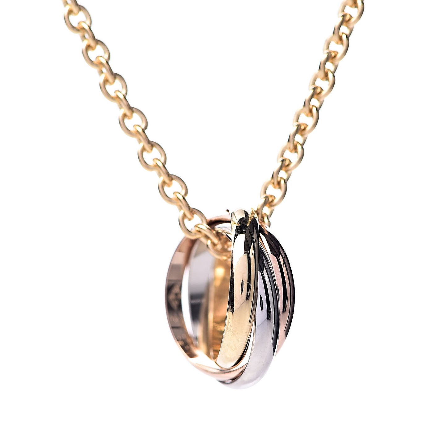 18K Pink Yellow White Gold Baby Trinity Pendant Necklace