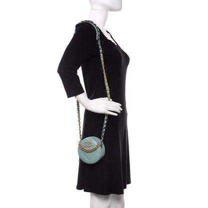 Chanel Goatskin Quilted 19 Round Clutch With Chain Light Blue 2 of 10