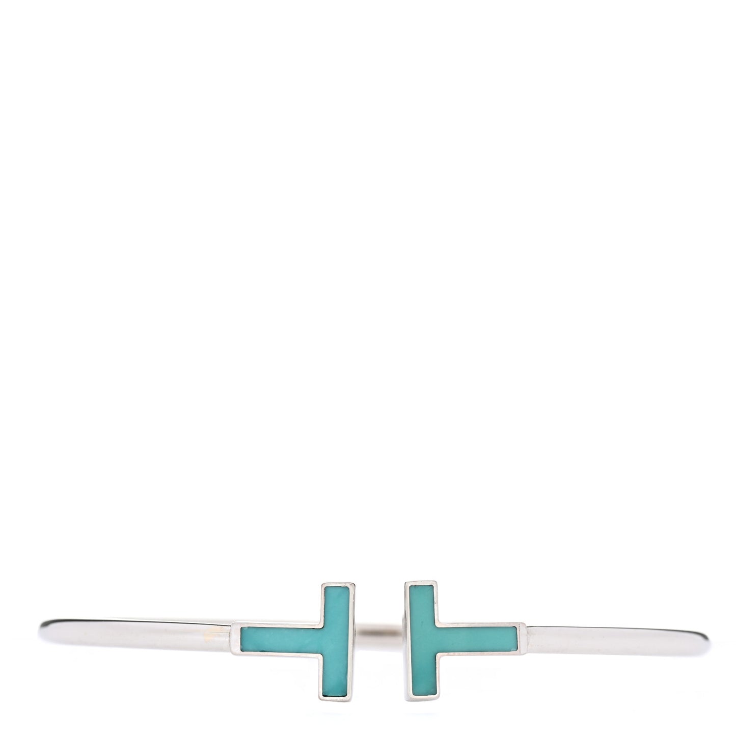 18K White Gold Turquoise T Wire Bracelet