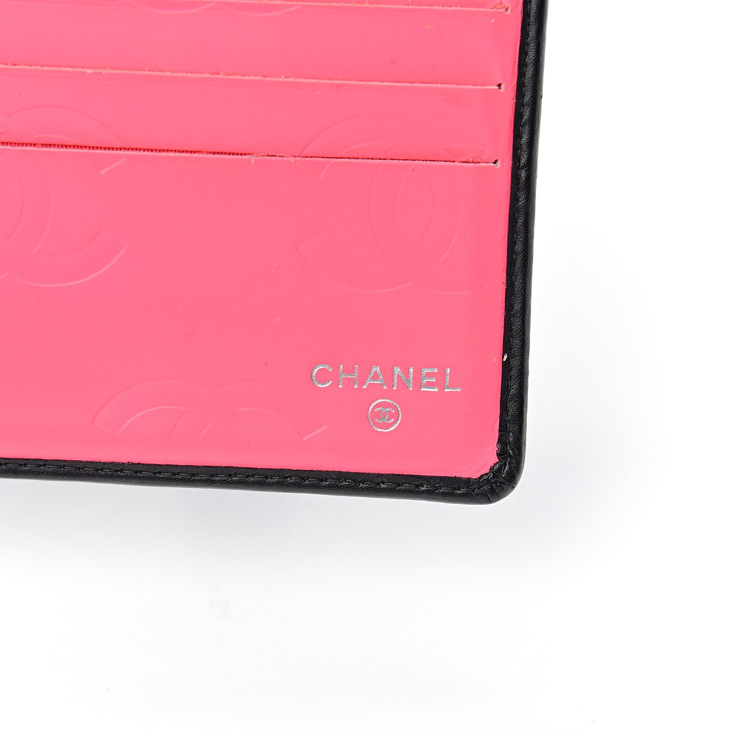 Calfskin Quilted Cambon Tri-Fold Wallet Black