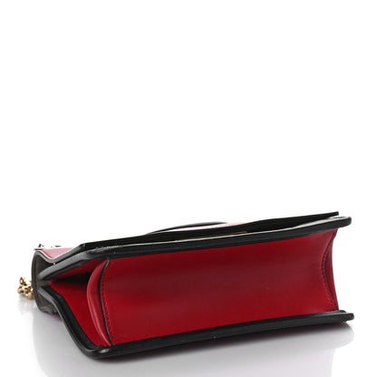 Fendi Vitello Century F is Fendi Bi-Color FF 1974 Embossed Small Kan I Shoulder Bag Fragola Maya Black 4 of 8