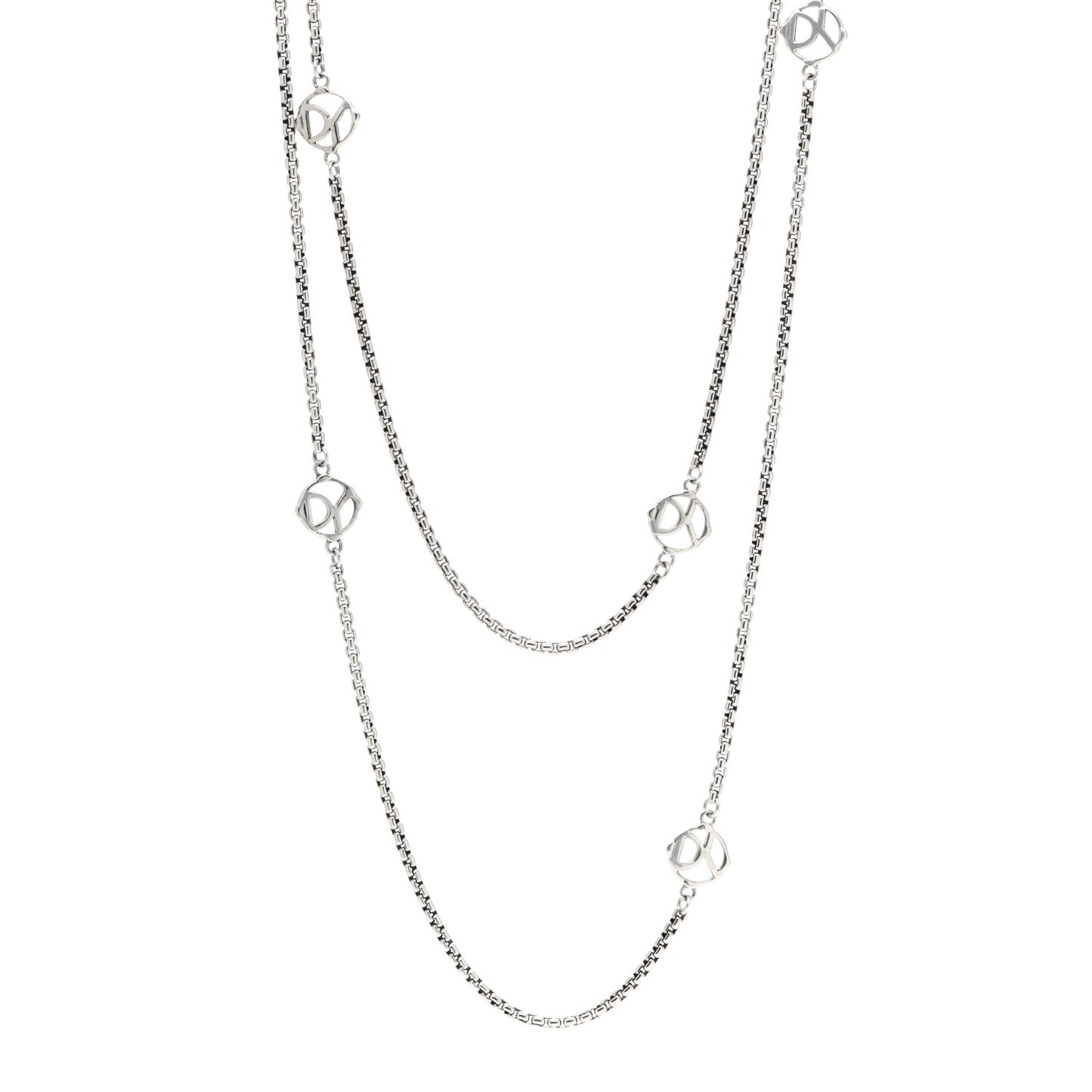 Sterling Silver Logo Station Necklace 46"