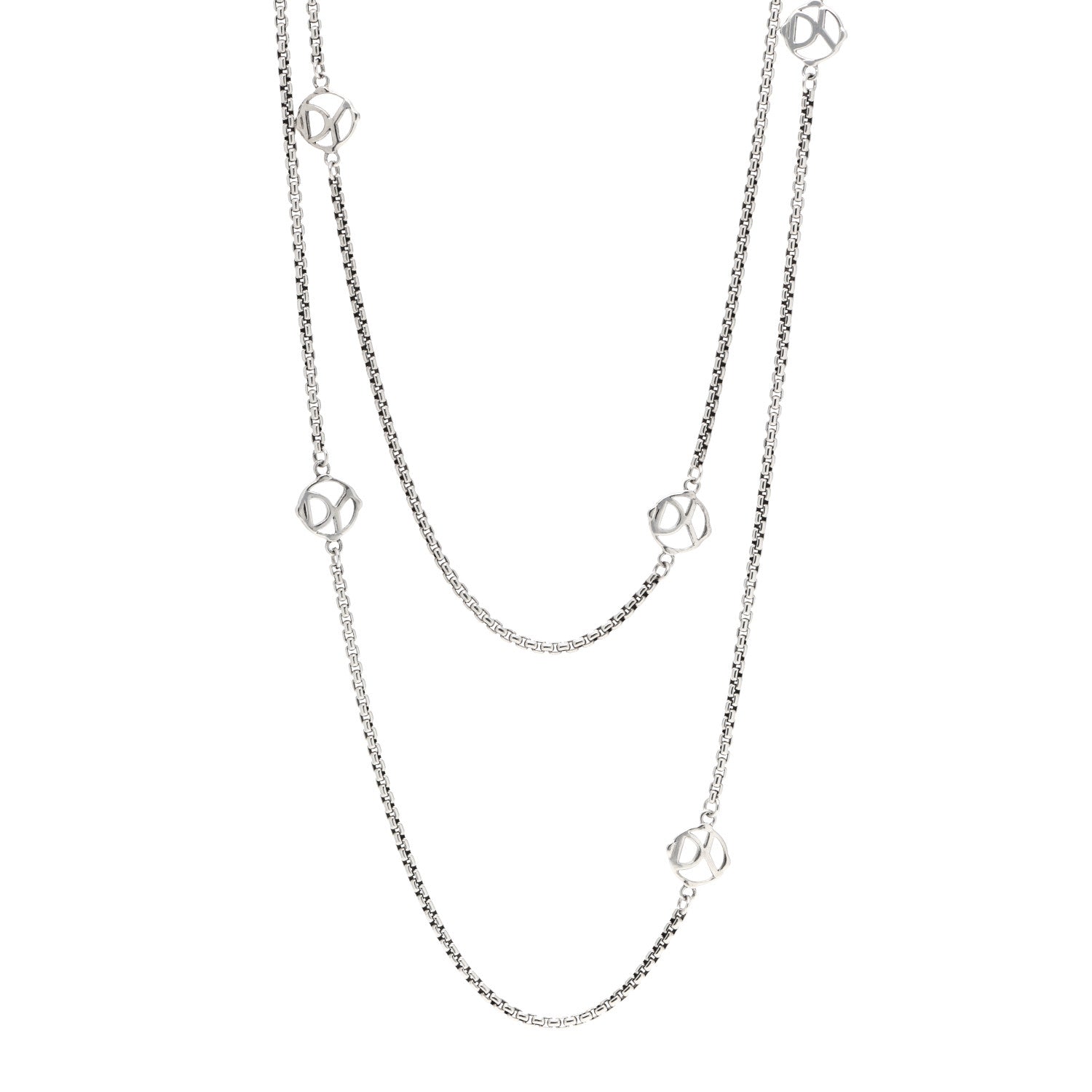 David Yurman Sterling Silver Logo Station Necklace 46" 1 of 4