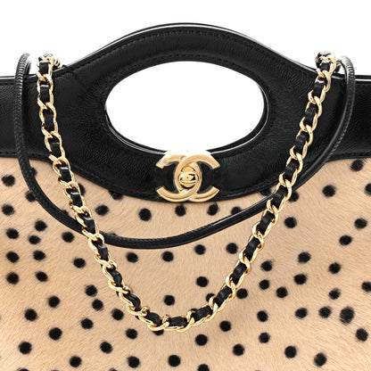 Chanel Shiny Lambskin Pony Hair Cheetah Printed Mini 31 Shopping Bag Light Beige Black 8 of 11