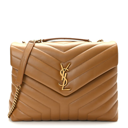 Saint Laurent Calfskin Y Quilted Monogram Medium Loulou Chain Satchel Dark Natural 1 of 9