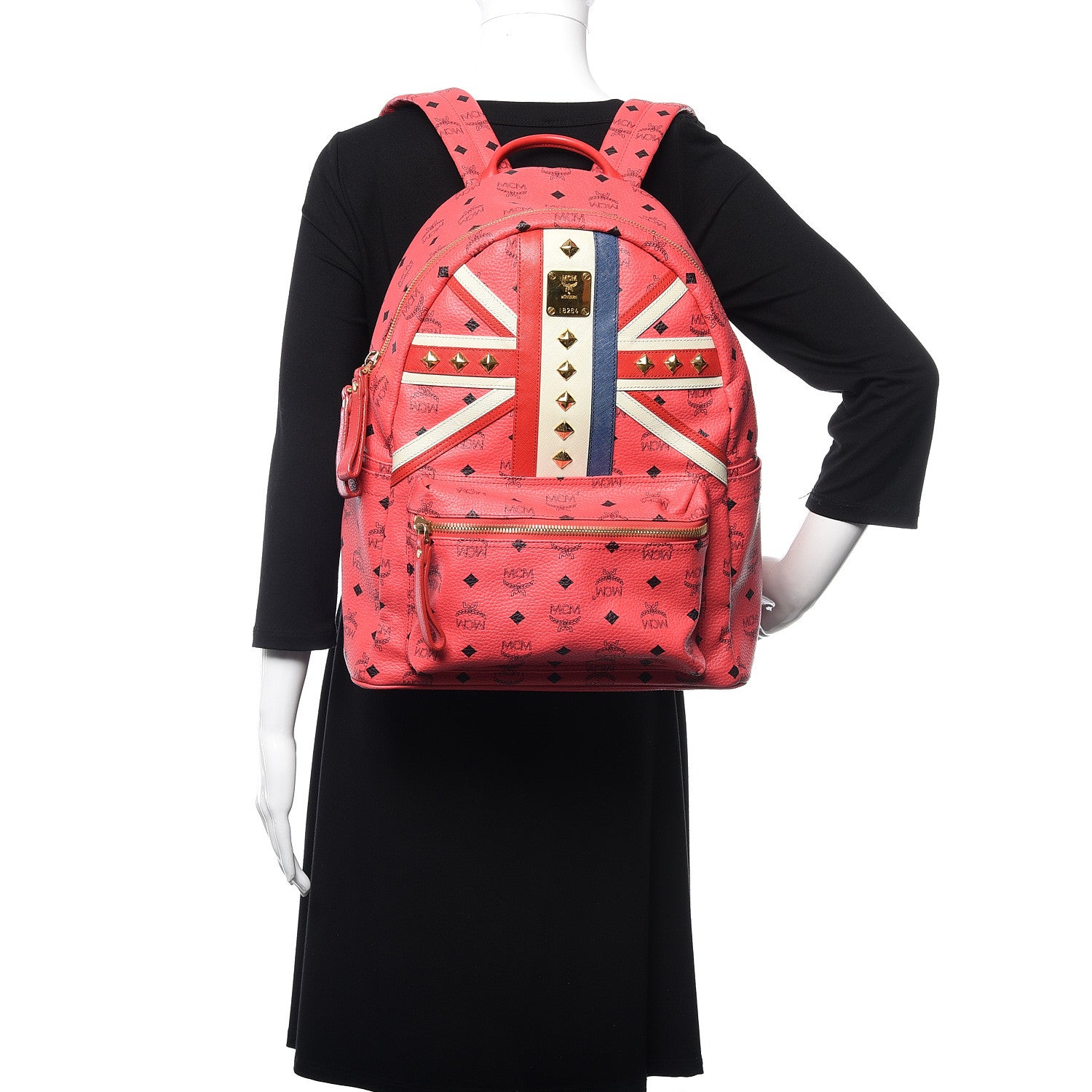 MCM Visetos Studded Medium Stark London Olympic Backpack Corail 2 of 13