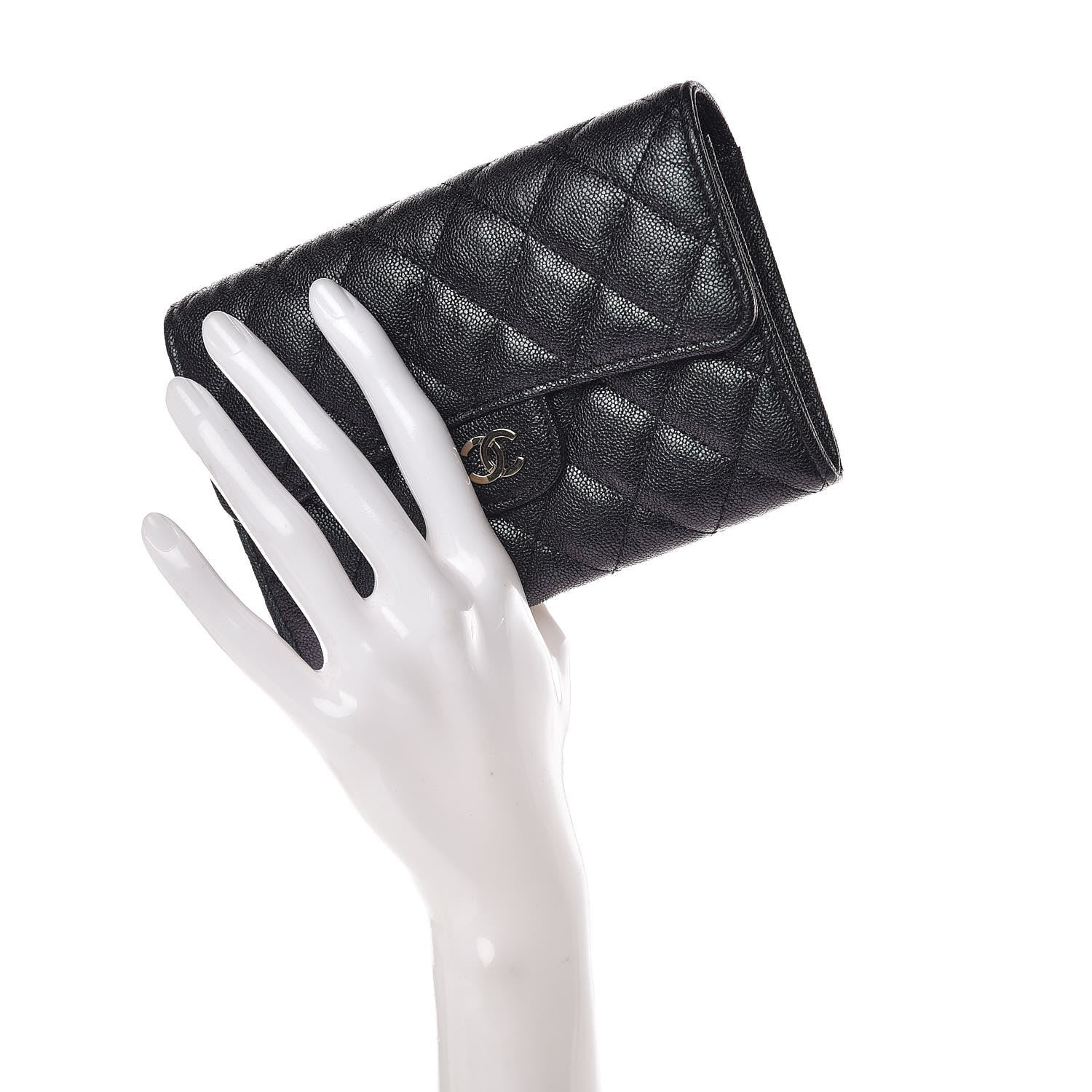 Chanel Iridescent Caviar Quilted Medium Flap Wallet Black 2 of 11