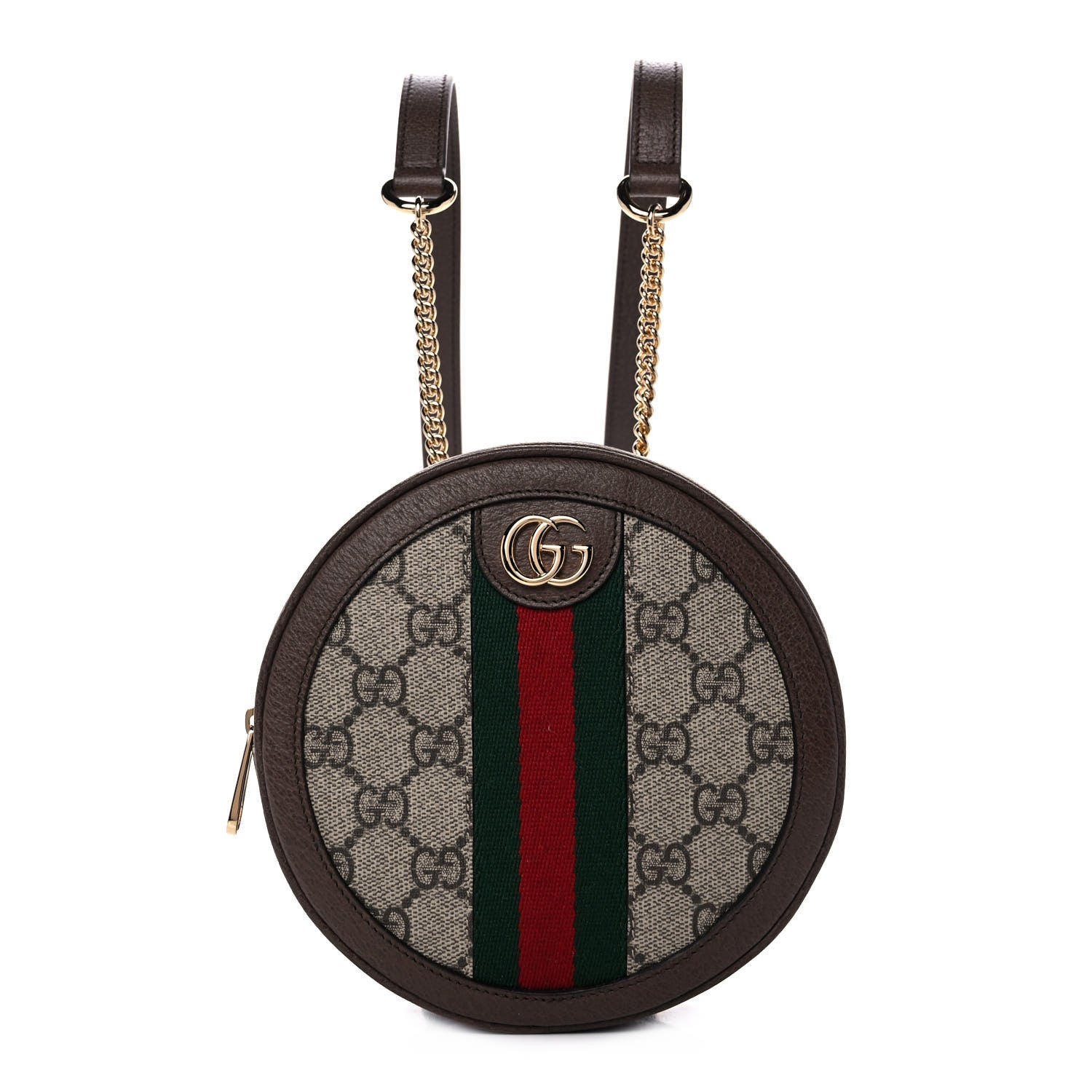 Gucci GG Supreme Monogram Web Mini Ophidia Round Backpack Brown 1 of 8