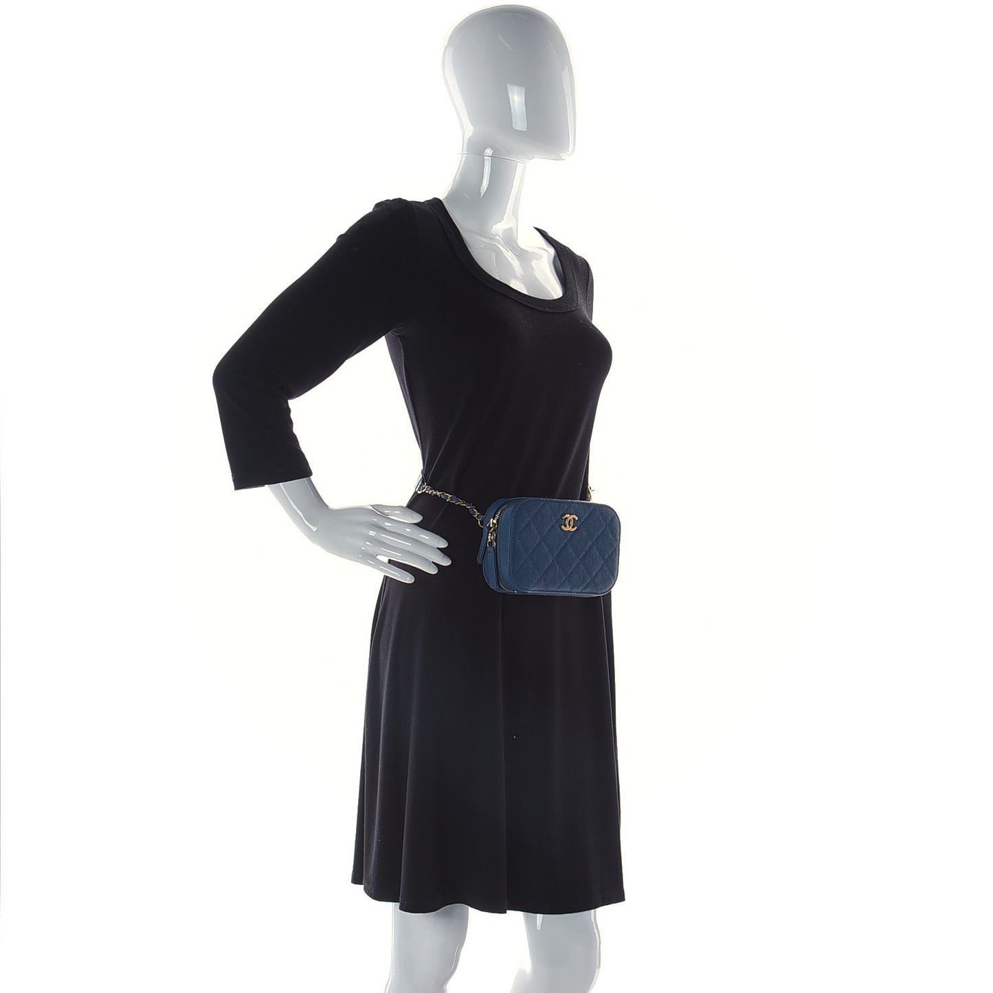 Caviar Quilted Waist Bag Blue