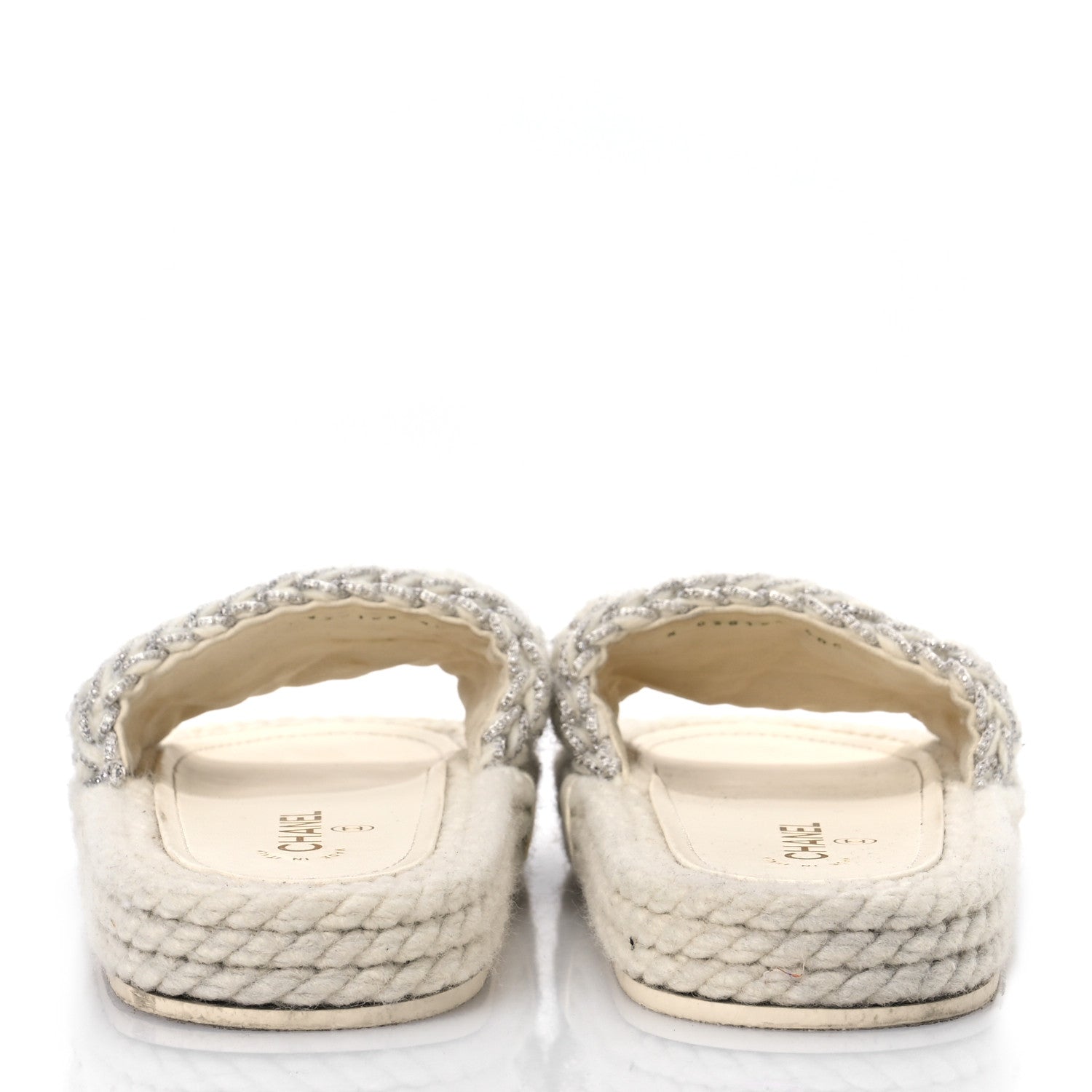 Chanel Braided Knit CC Mules 40 Ecru 6 of 12