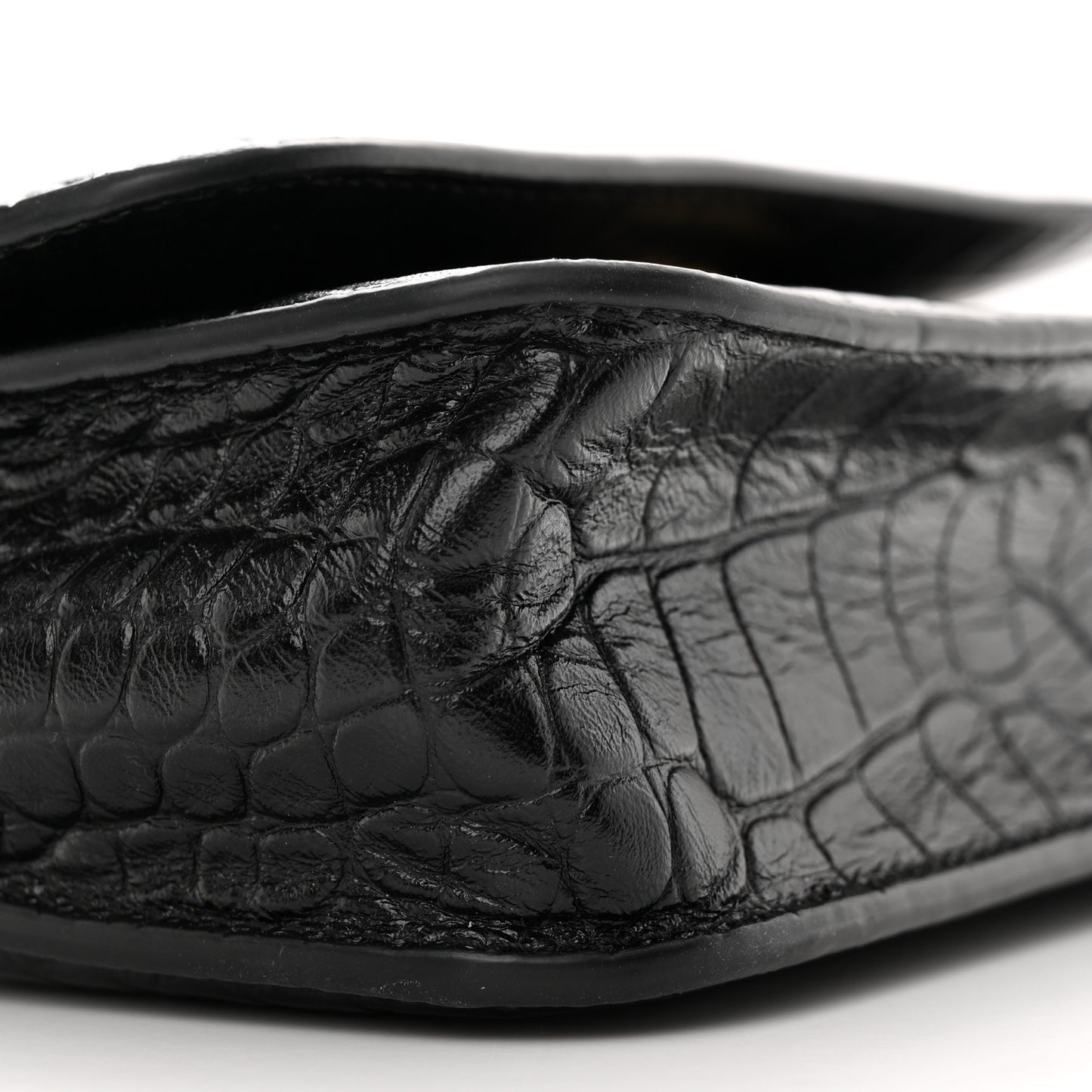 Extra Supple Calfskin Crocodile Embossed Gossip Chain Bag XS Black