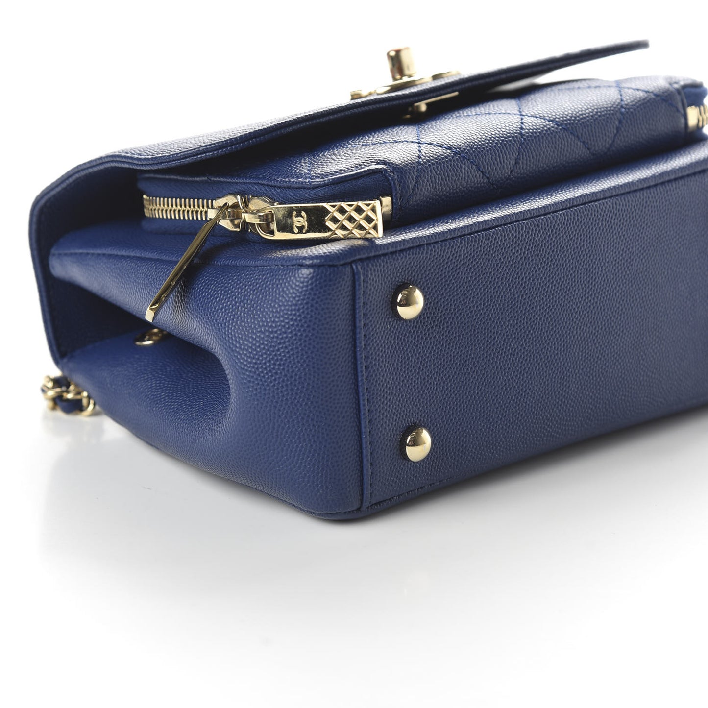 Caviar Quilted Small Business Affinity Flap Dark Blue