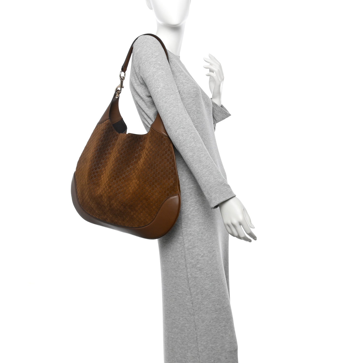 Gucci GG Suede B Large Shoulder Bag Brown 2 of 10