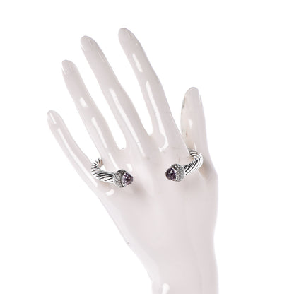 David Yurman Sterling Silver Diamond Amethyst 7mm Moonlight Ice Bracelet 2 of 3