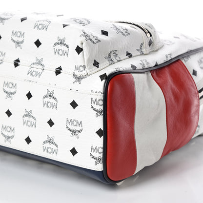 MCM Visetos Medium Stark Backpack White Red 6 of 10