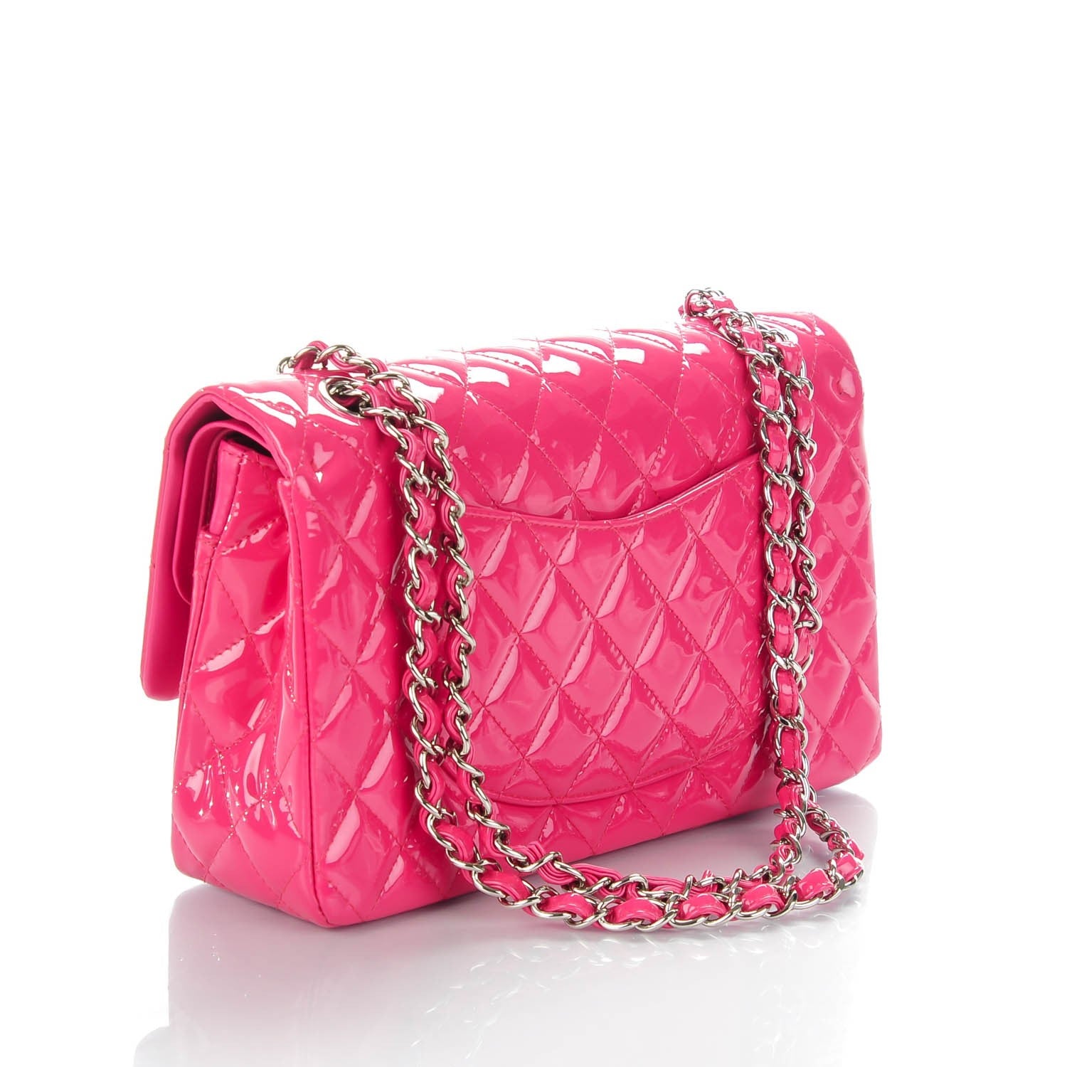 Chanel Patent Quilted Medium Double Flap Fuchsia 3 of 10