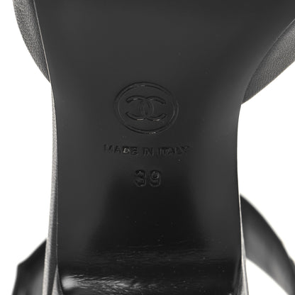 Chanel Lambskin Grosgrain Cap Toe Logo Ankle Strap Pumps 39 Black 8 of 10