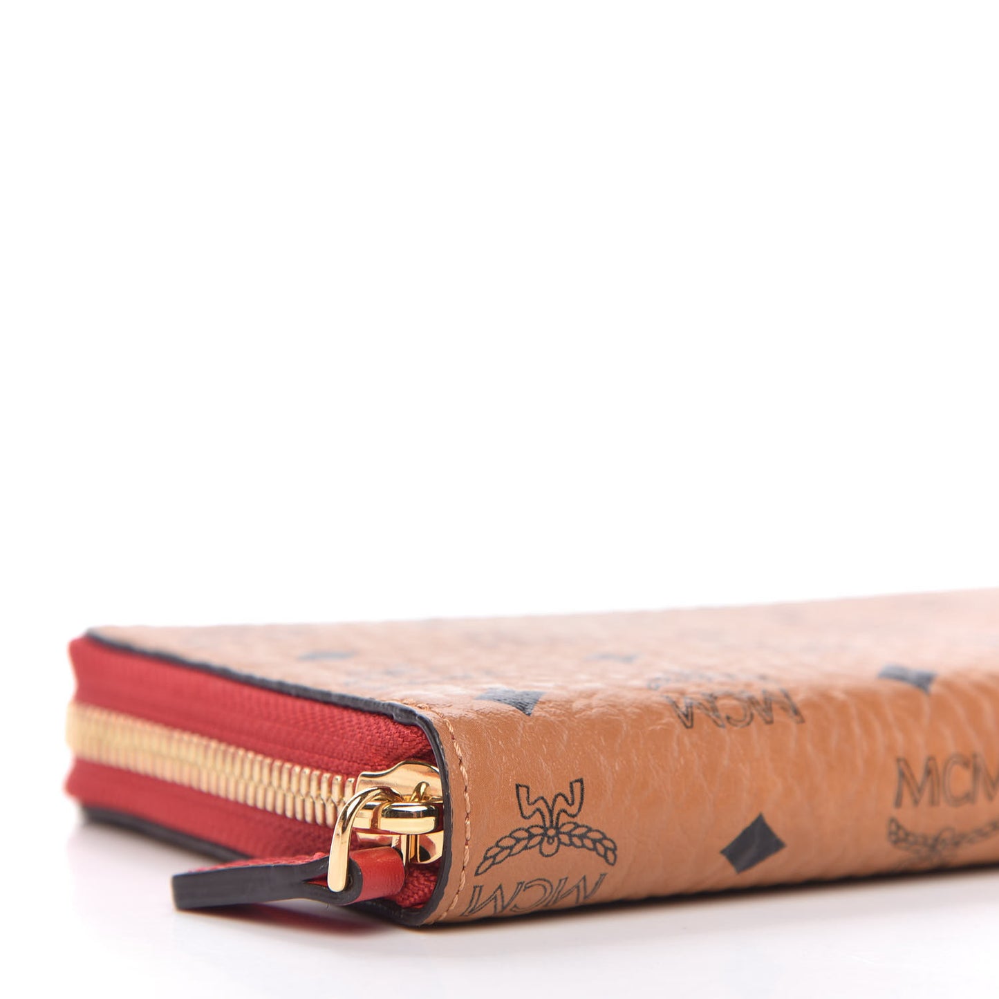 Visetos Large Zip Around Wallet Cognac Red