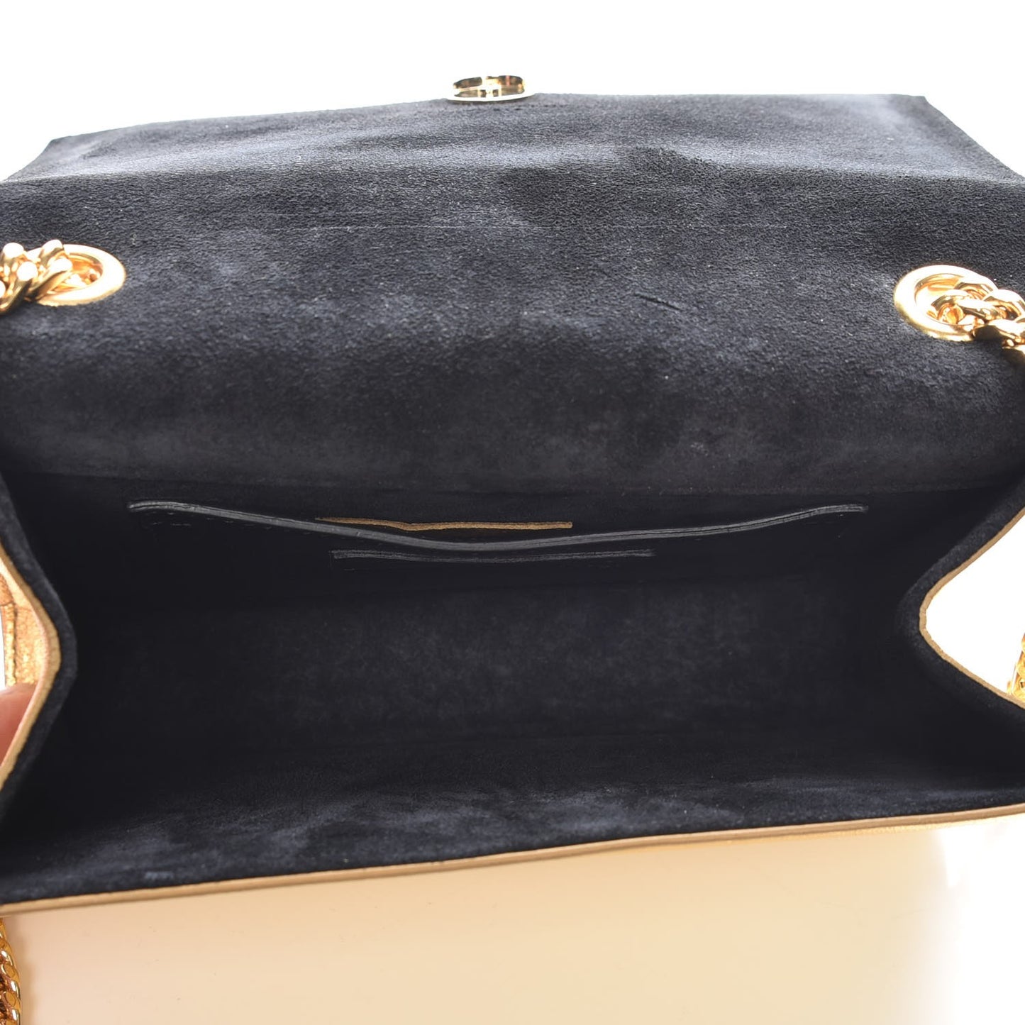 Metallic Calfskin Small Classic Monogram Kate Tassel Satchel Gold