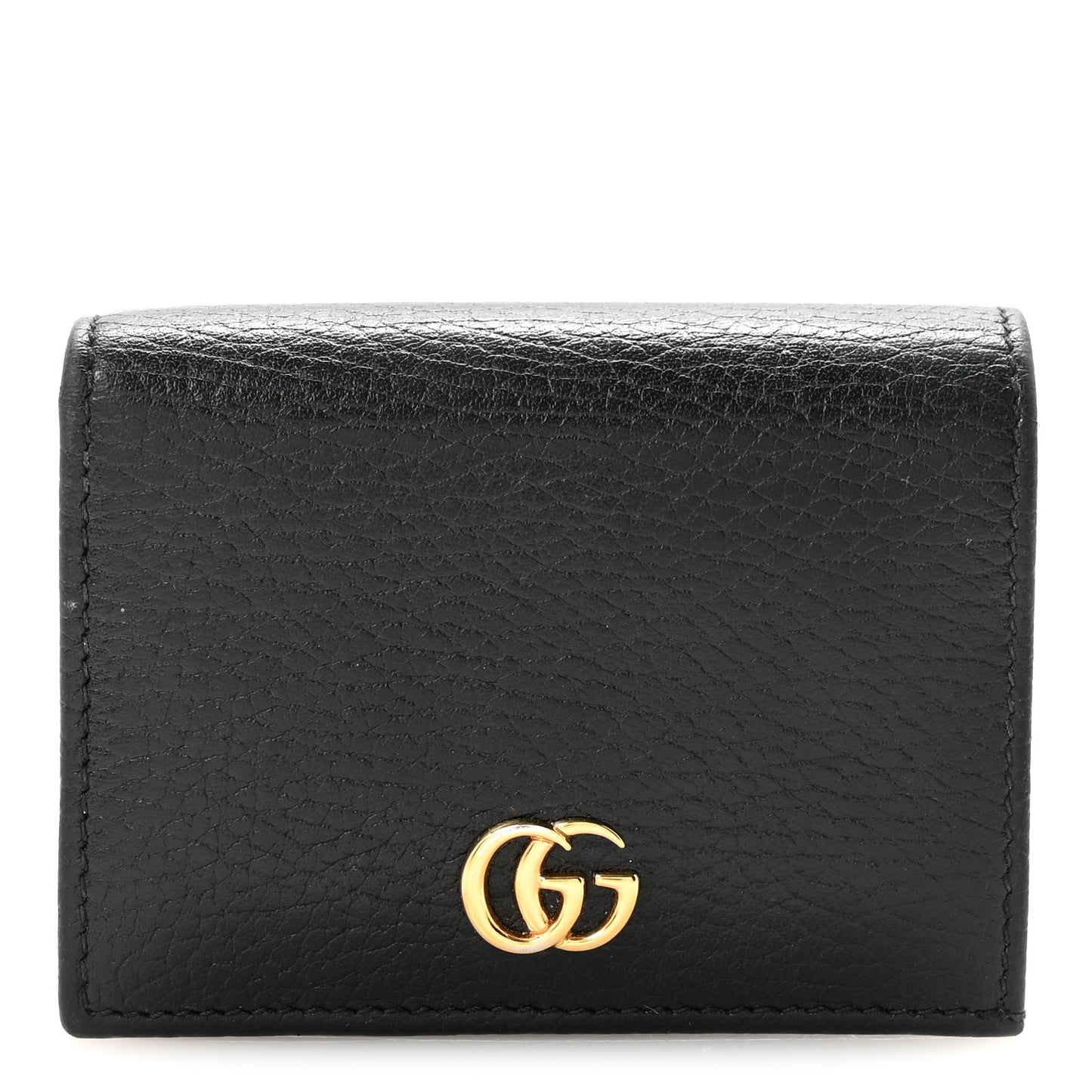 Pebbled Calfskin GG Marmont Card Case Black